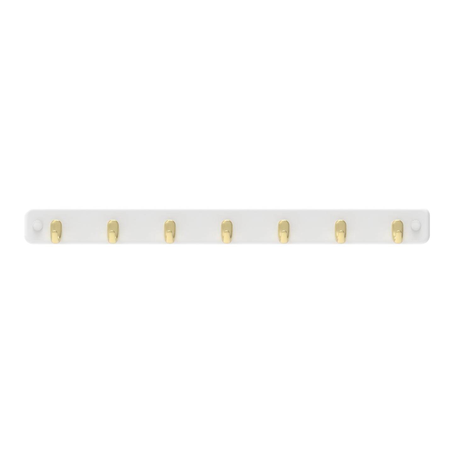 7 Brushed Brass Hook White Board Key Rack