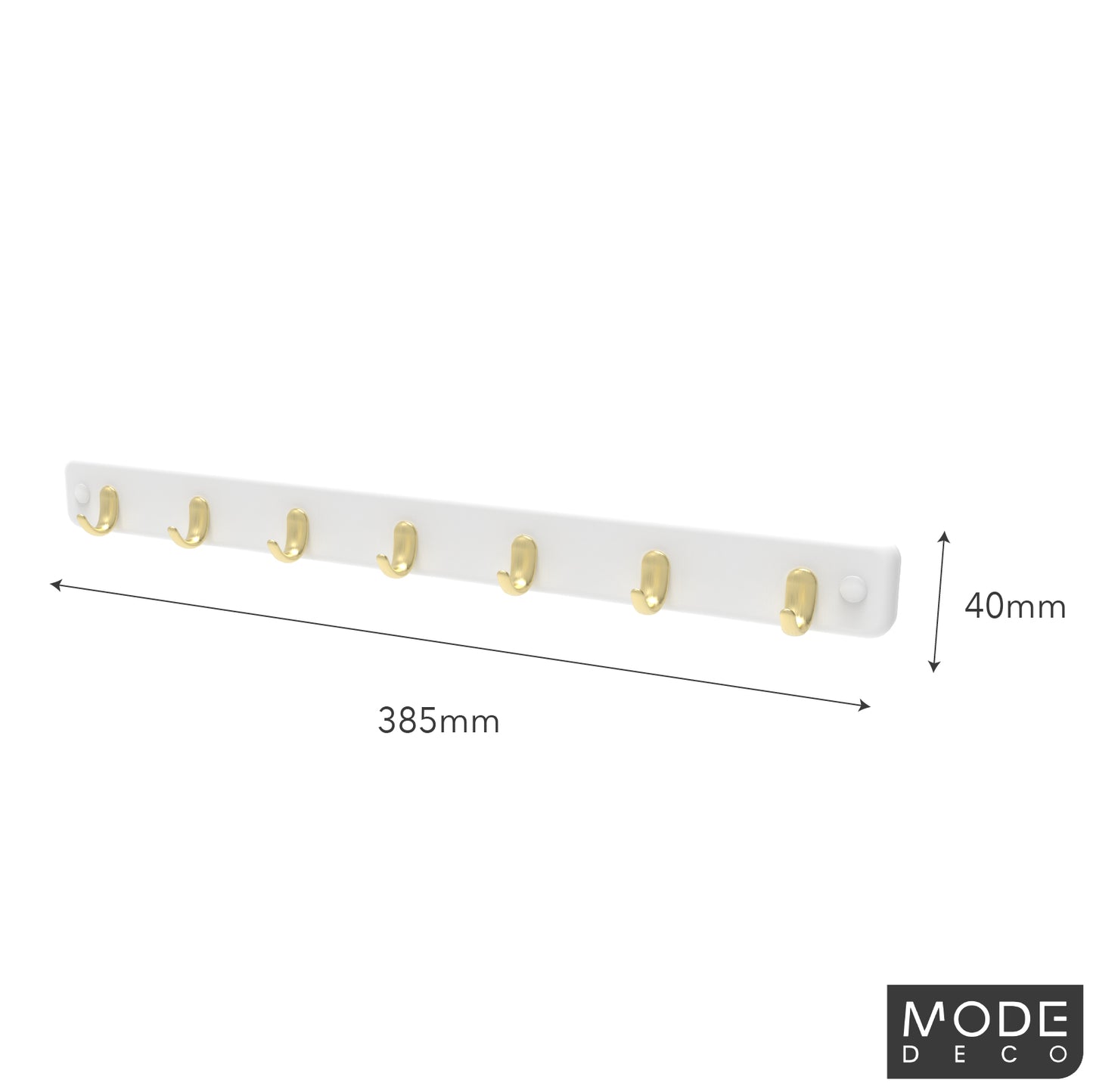 7 Brushed Brass Hook White Board Key Rack