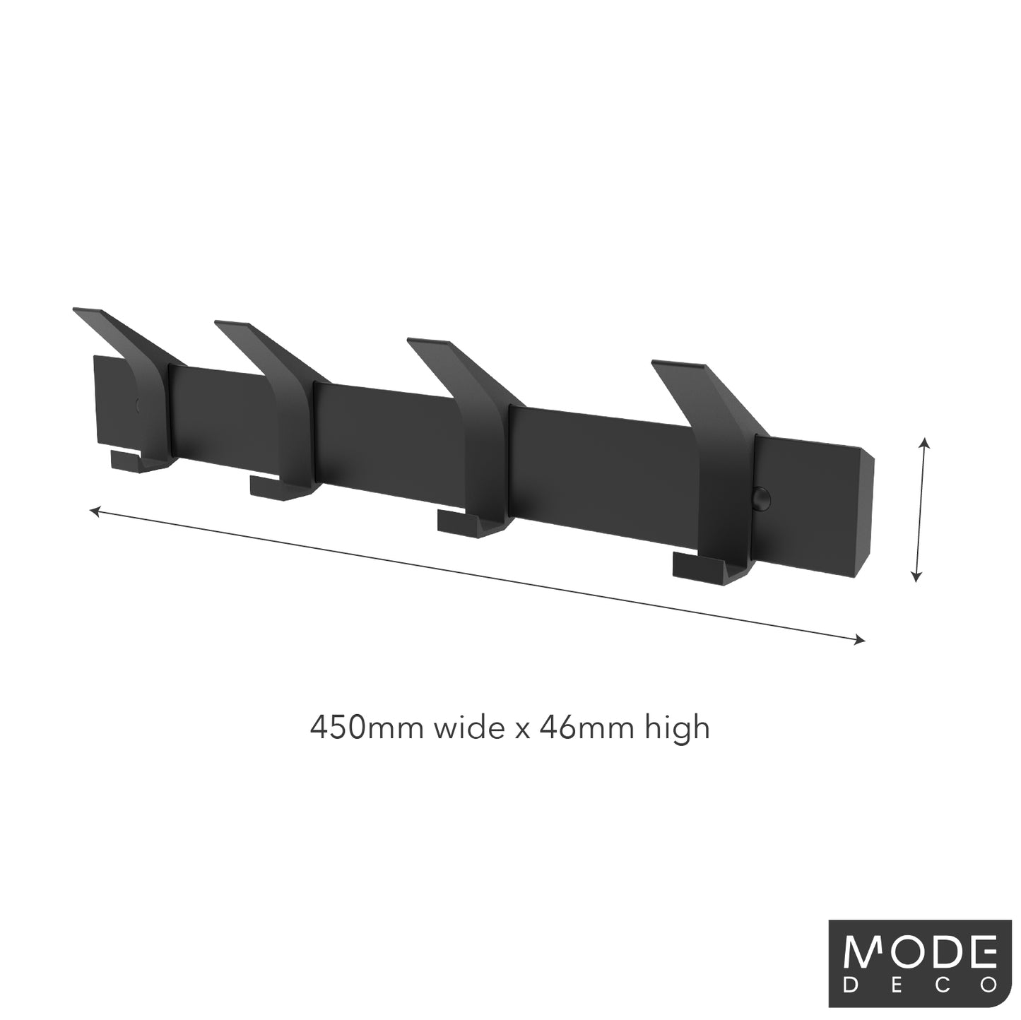4 Black Sliding Hooks on Black Board Hat & Coat Rack