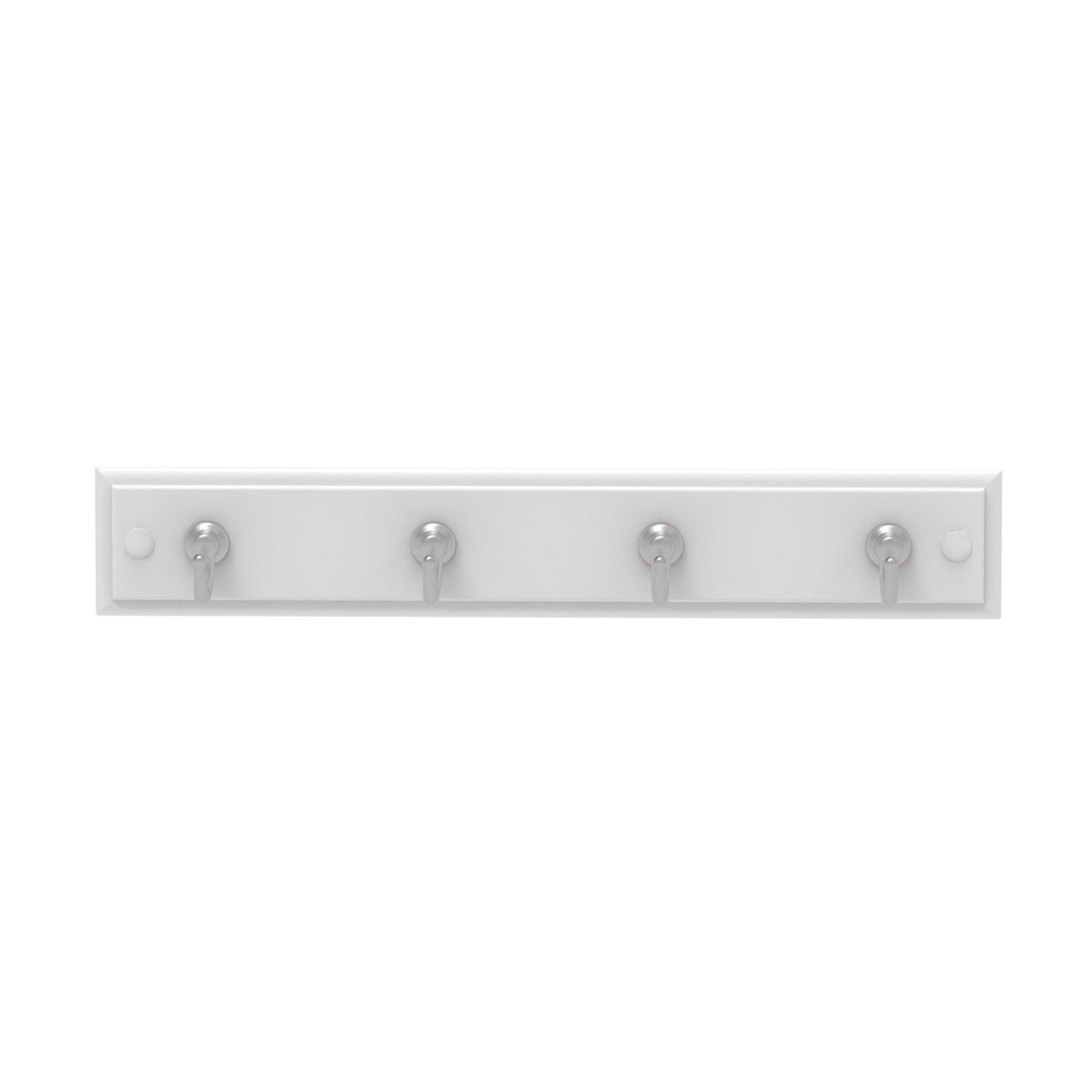 4 Chrome Hooks on White Board Key Rack
