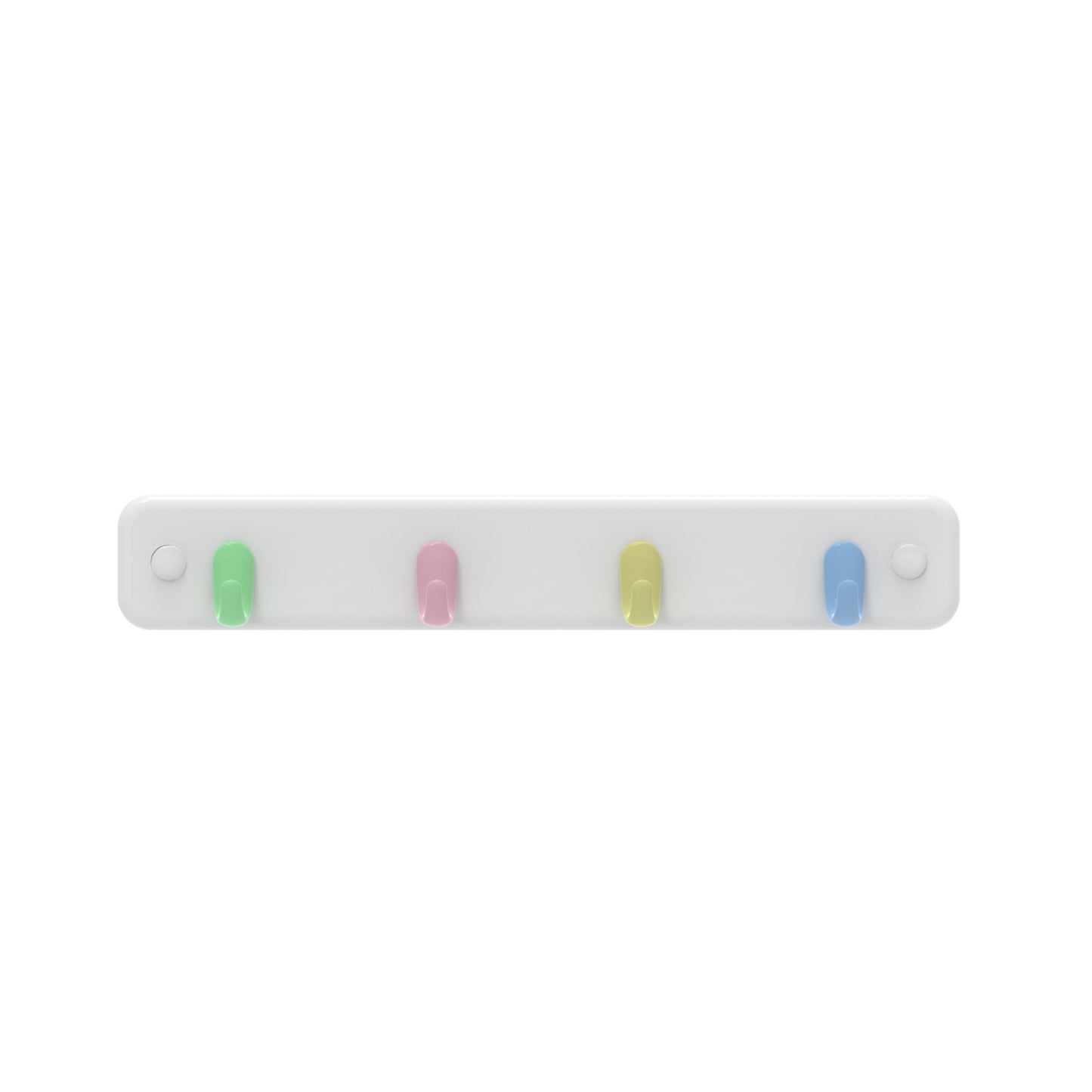 4 Pastel Hooks on White Board Key Rack
