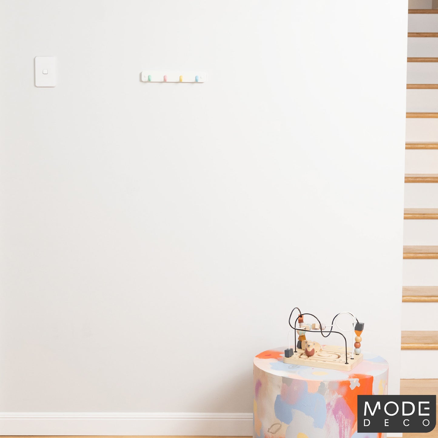 4 Pastel Hooks on White Board Key Rack