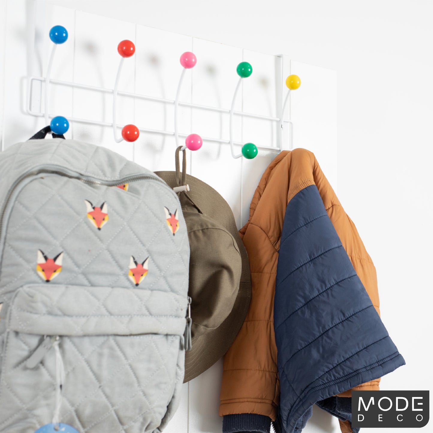 5 Multicoloured Hooks Over Door