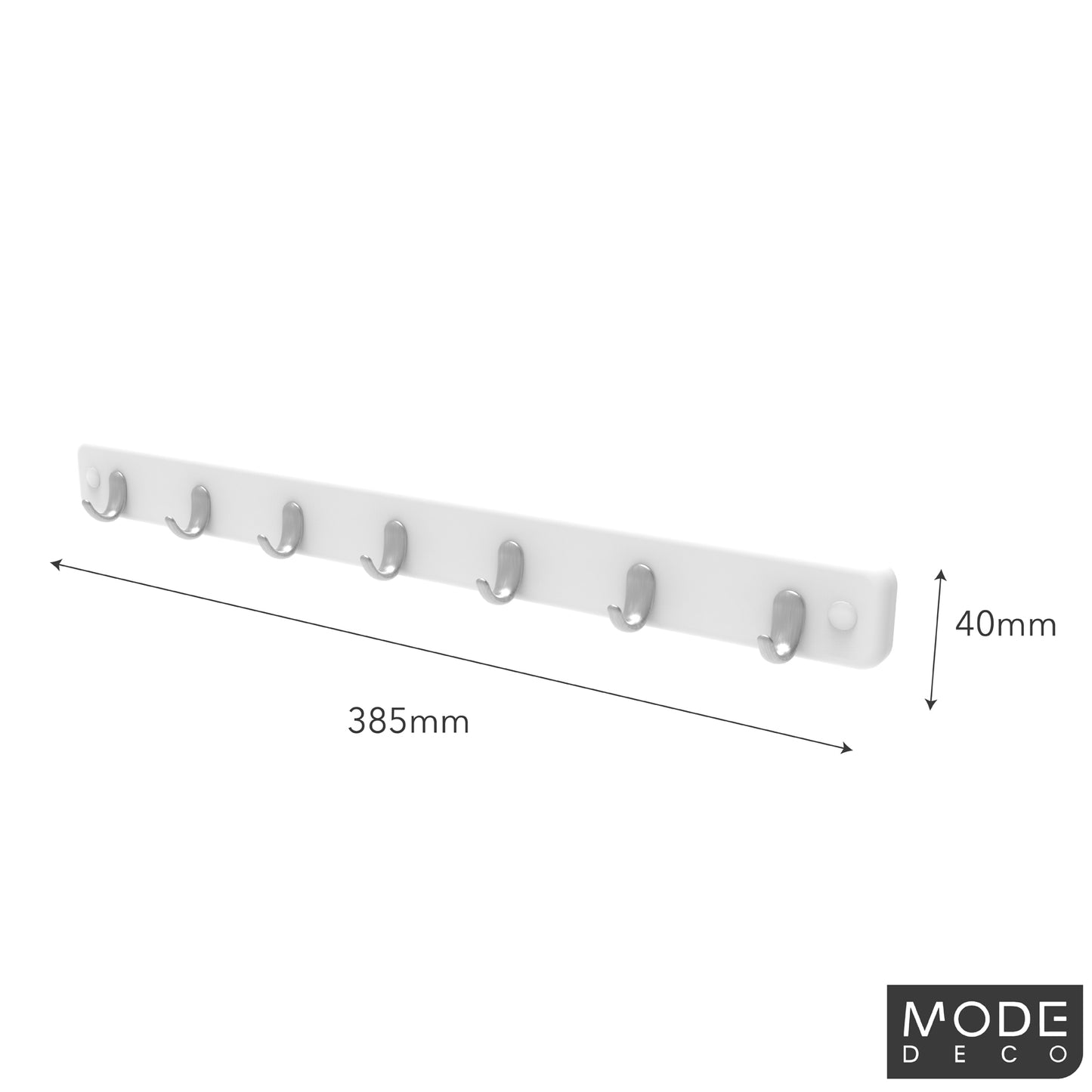 7 Brushed Nickel Hook White Board Key Rack
