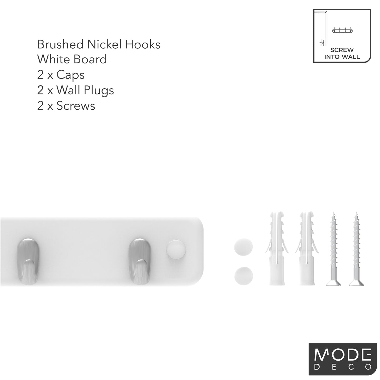 7 Brushed Nickel Hook White Board Key Rack