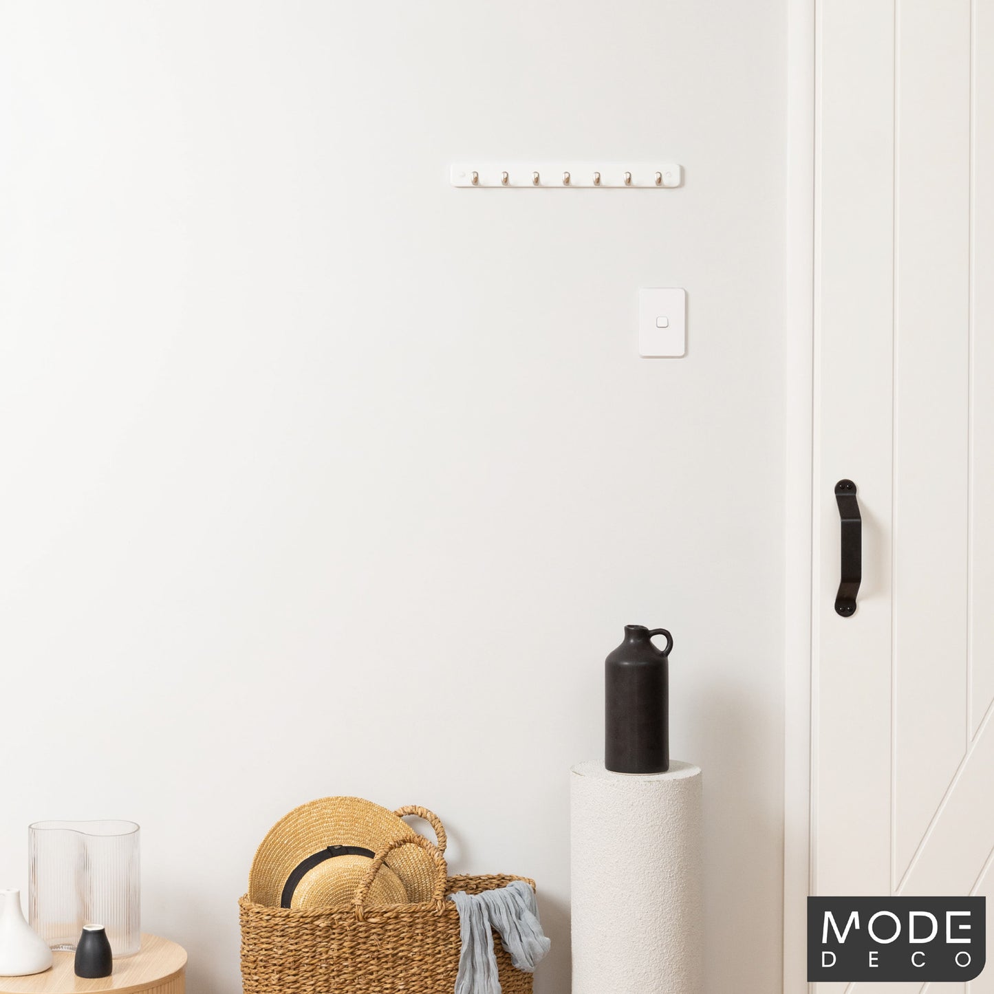 7 Brushed Nickel Hook White Board Key Rack