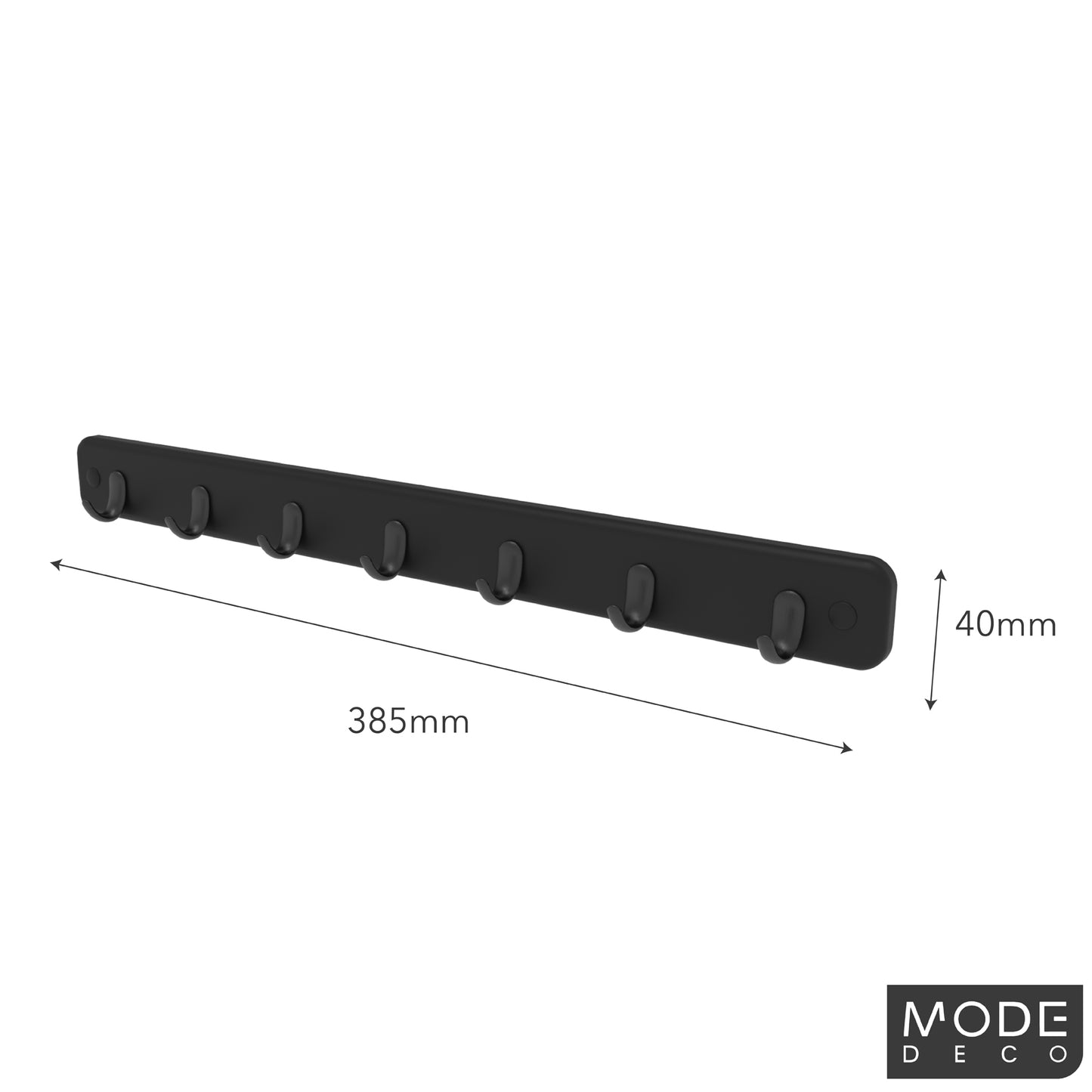 7 Black Hooks on Black Board Key Rack