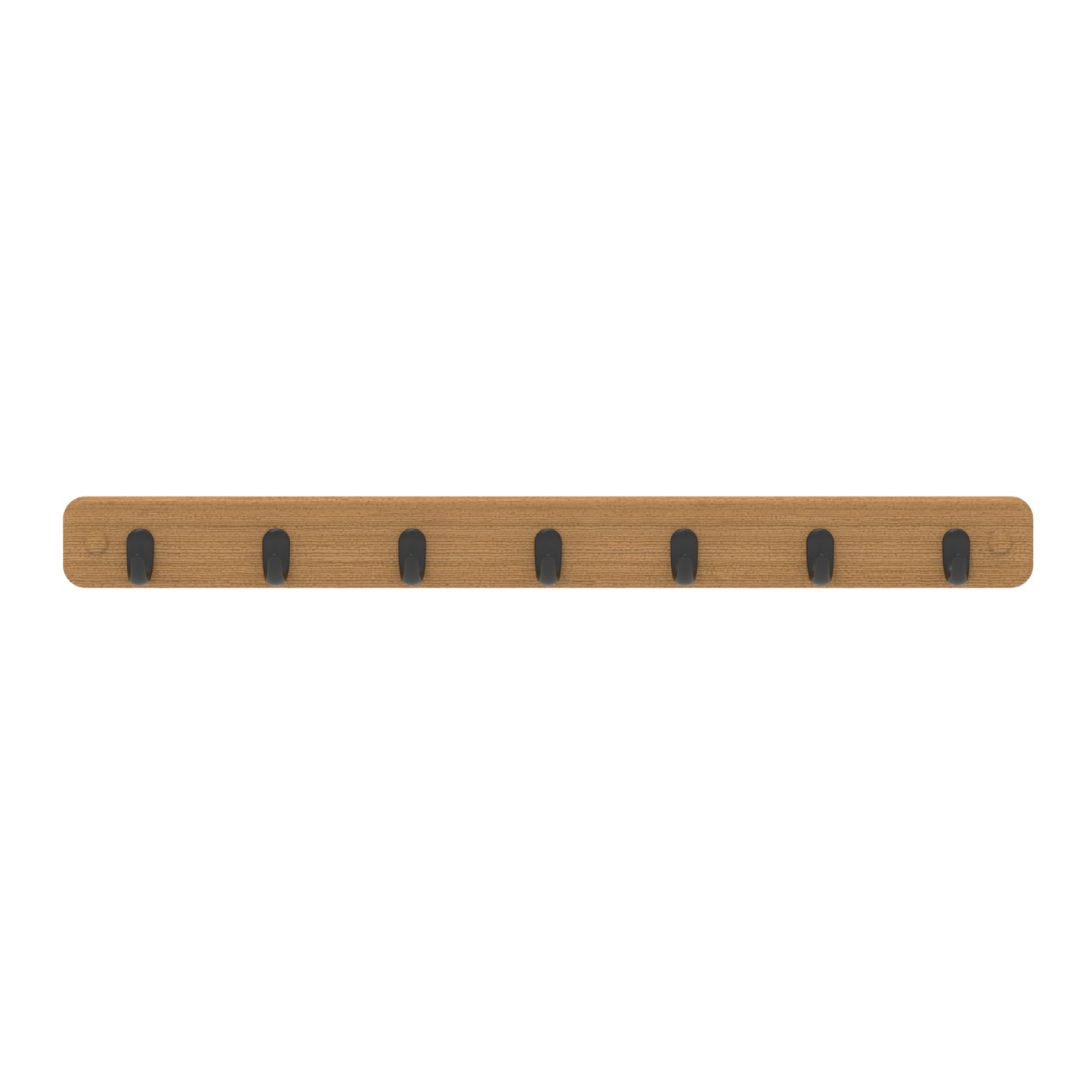 7 Black Hooks on Bamboo Board Key Rack