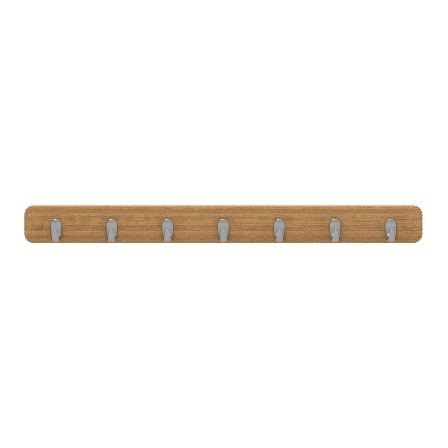 7 Chrome Hooks on Bamboo Board Key Rack