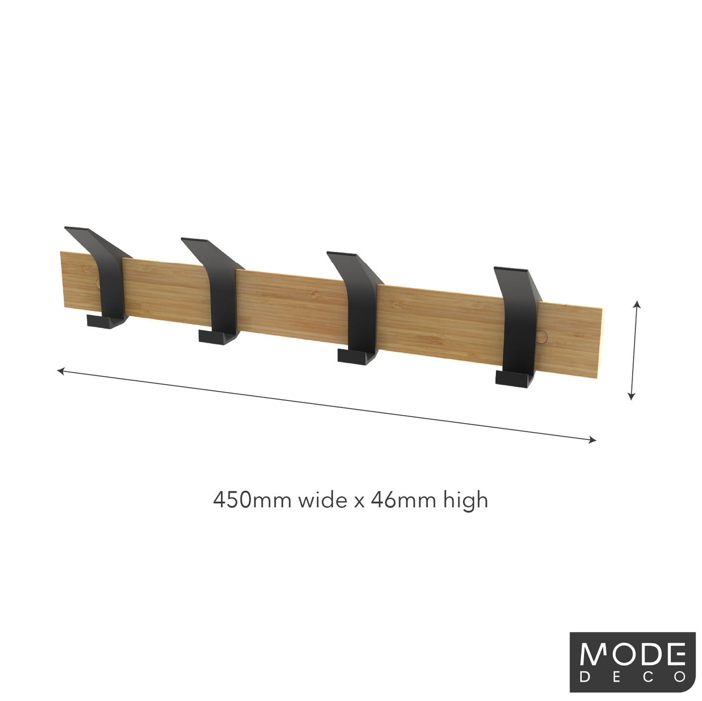 MODE 4 Black Sliding Hooks on Bamboo Board Hat & Coat Rack