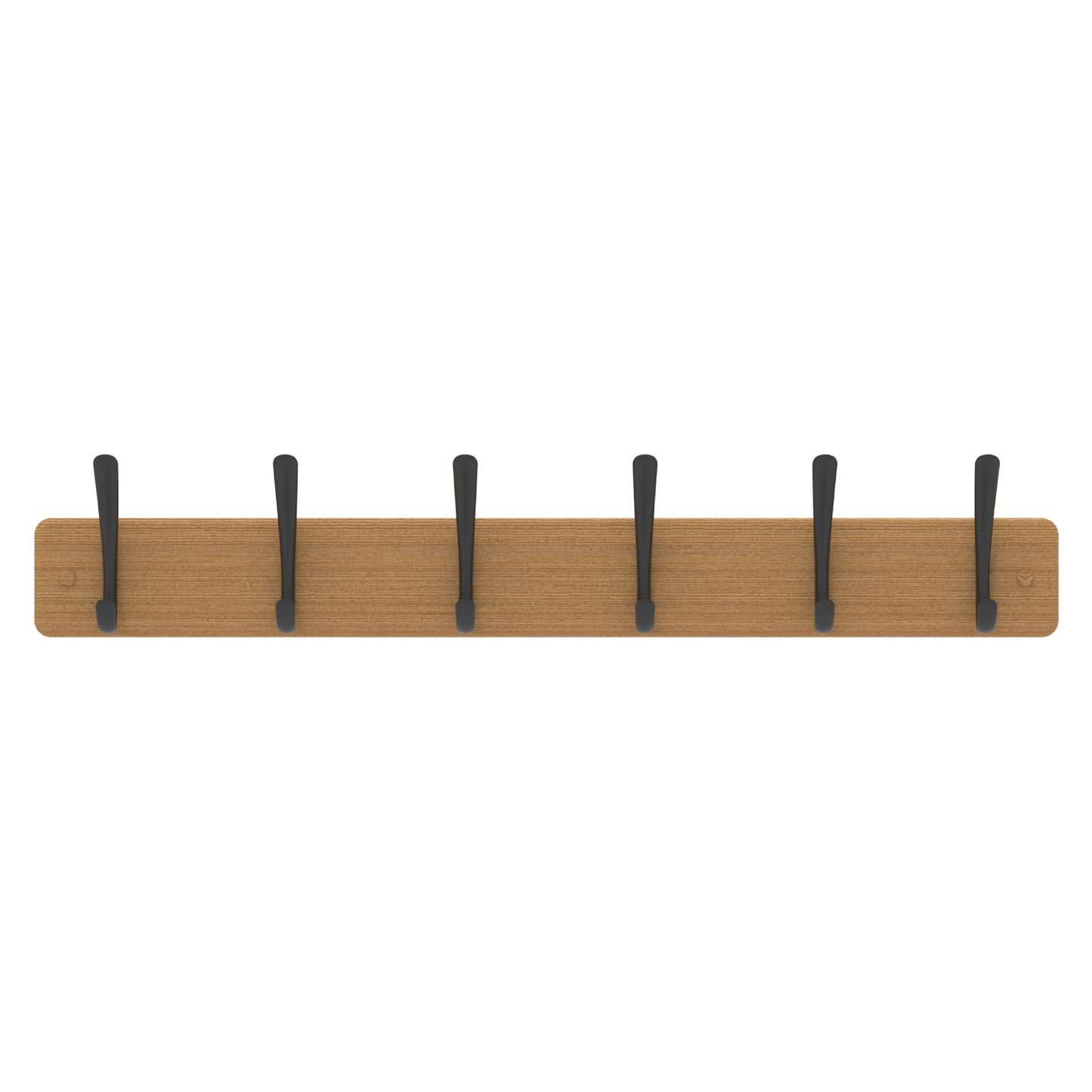 6 Black Hooks on Bamboo Board Hat & Coat Rack